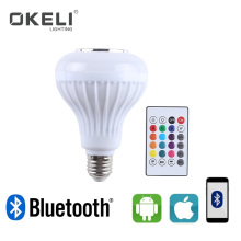 OKELI Smart RGB RGBW Wireless Speaker Bulb 10W LED Lamp Light Music Player Dimmable Audio 24 Keys Remote Controller